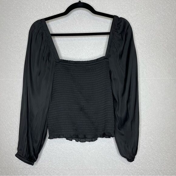 J. Crew Square Neck Smocked Featherweight Satin Top M - Picture 7 of 8